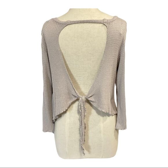 West Of Melrose Gray Open Back Long Sleeve Knit Top - Picture 4 of 7